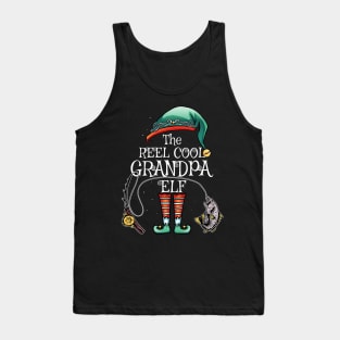 The Reel Cool Grandpa Elf Matching Family Fishing Christmas Tank Top